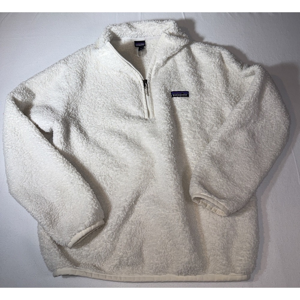 Patagonia Los Gatos 1/4 Zip White Cozy Fleece Pullover Jacket Women's Medium